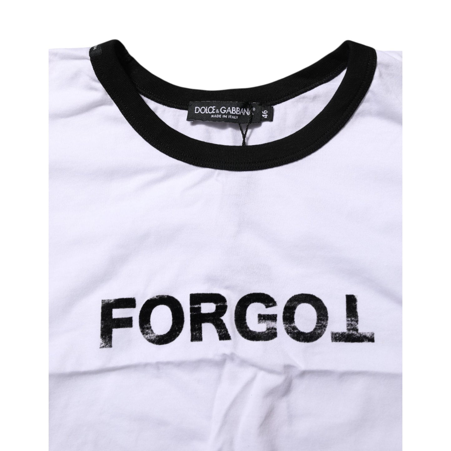 Dolce & Gabbana White Cotton Crew Neck Cropped Top T-shirt