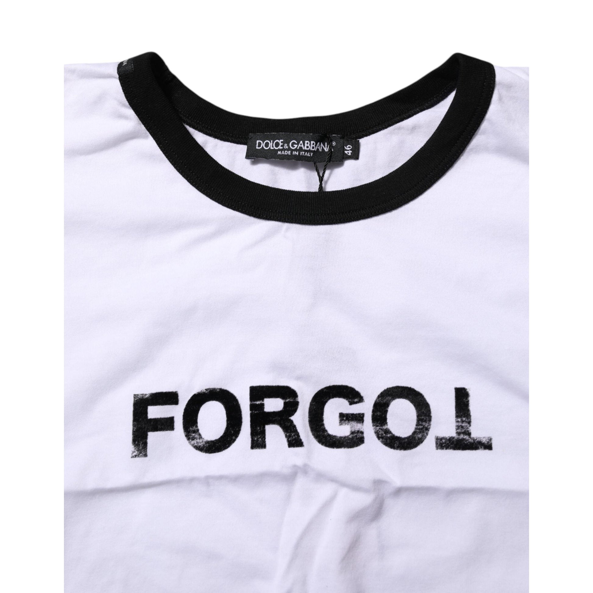 Dolce & Gabbana White Cotton Crew Neck Cropped Top T-shirt