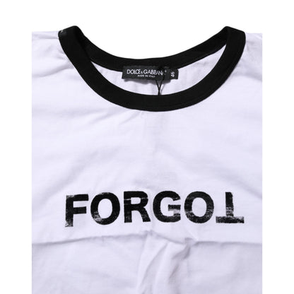 Dolce & Gabbana White Cotton Crew Neck Cropped Top T-shirt