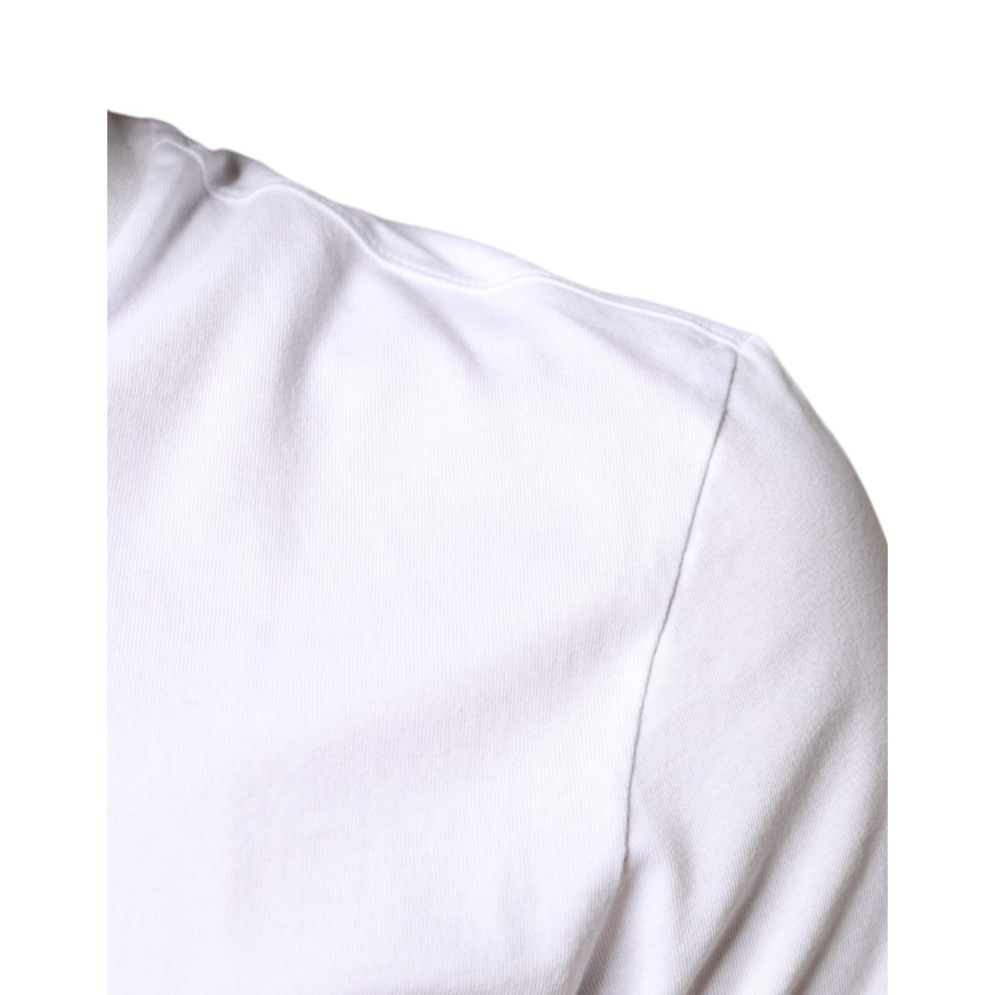 Dolce & Gabbana White Cotton DG Applique Casual T-shirt