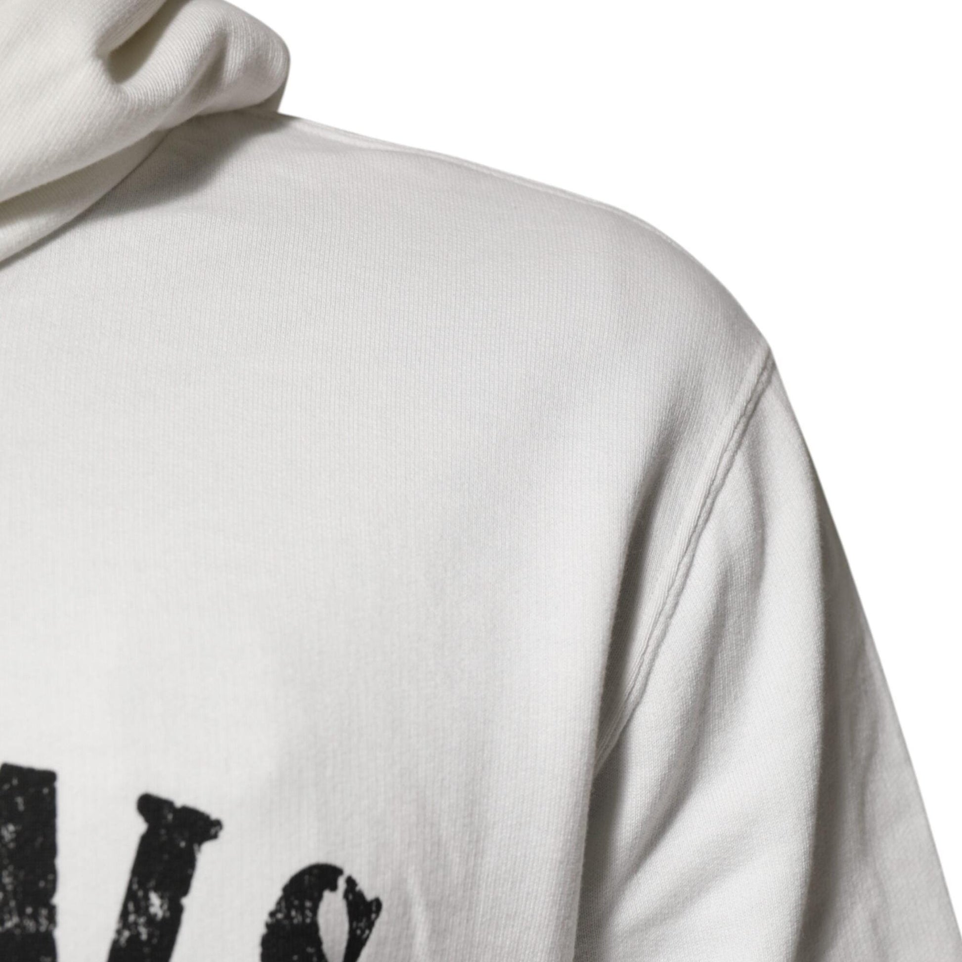 Dolce & Gabbana White Cotton DG ROYAL Print Hooded Sweater