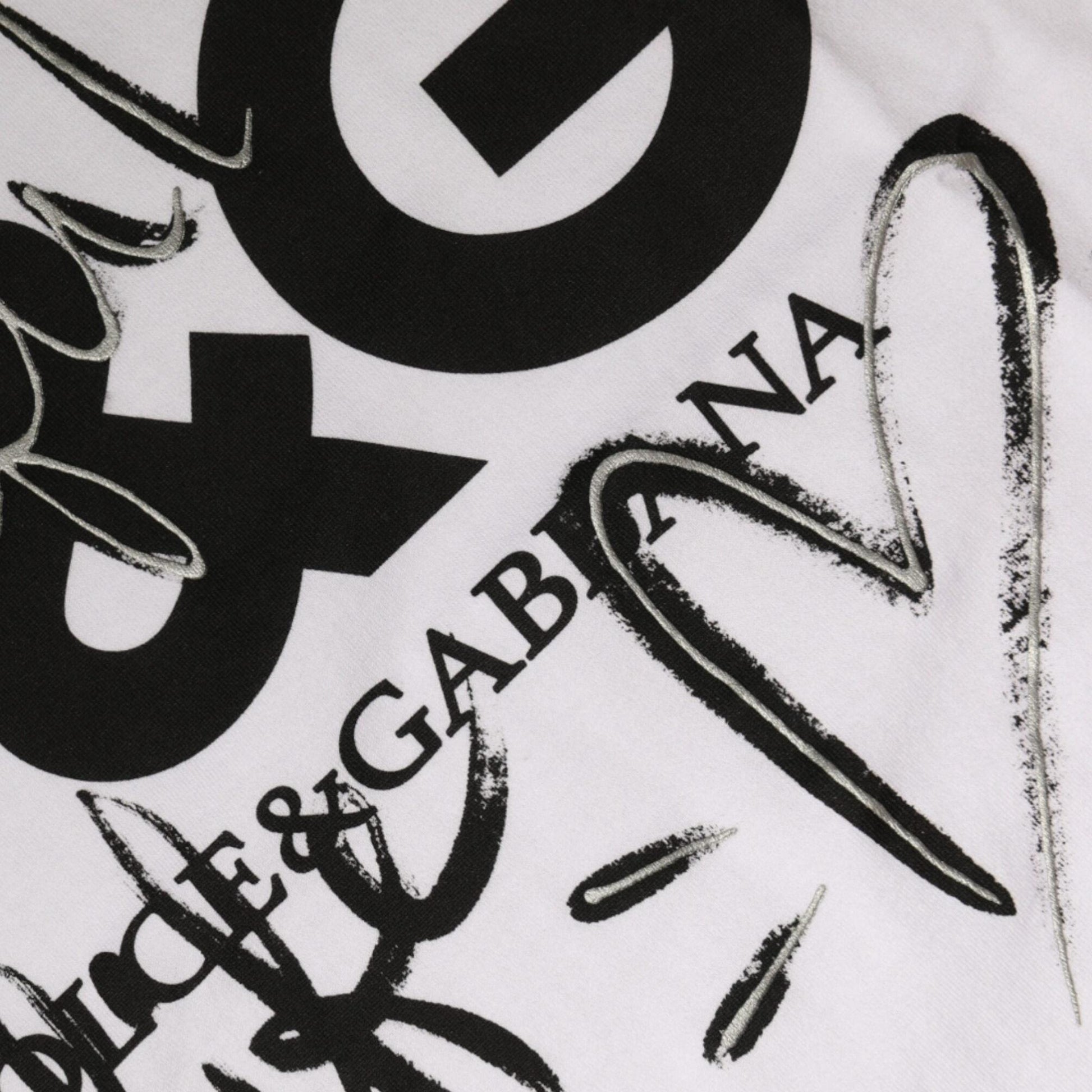 Dolce & Gabbana White Cotton Logo Print Round Neck T-shirt
