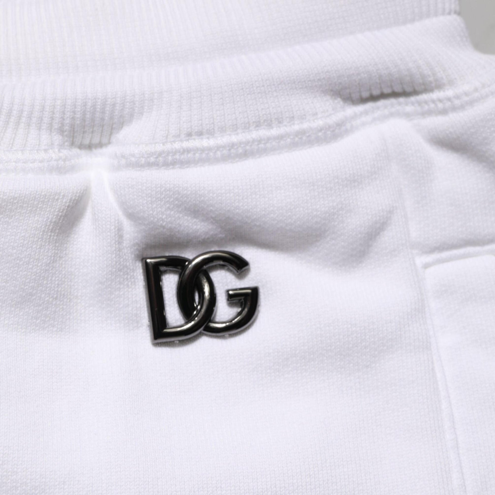 Dolce & Gabbana White Cotton Ripped Bermuda Sweatpants Shorts