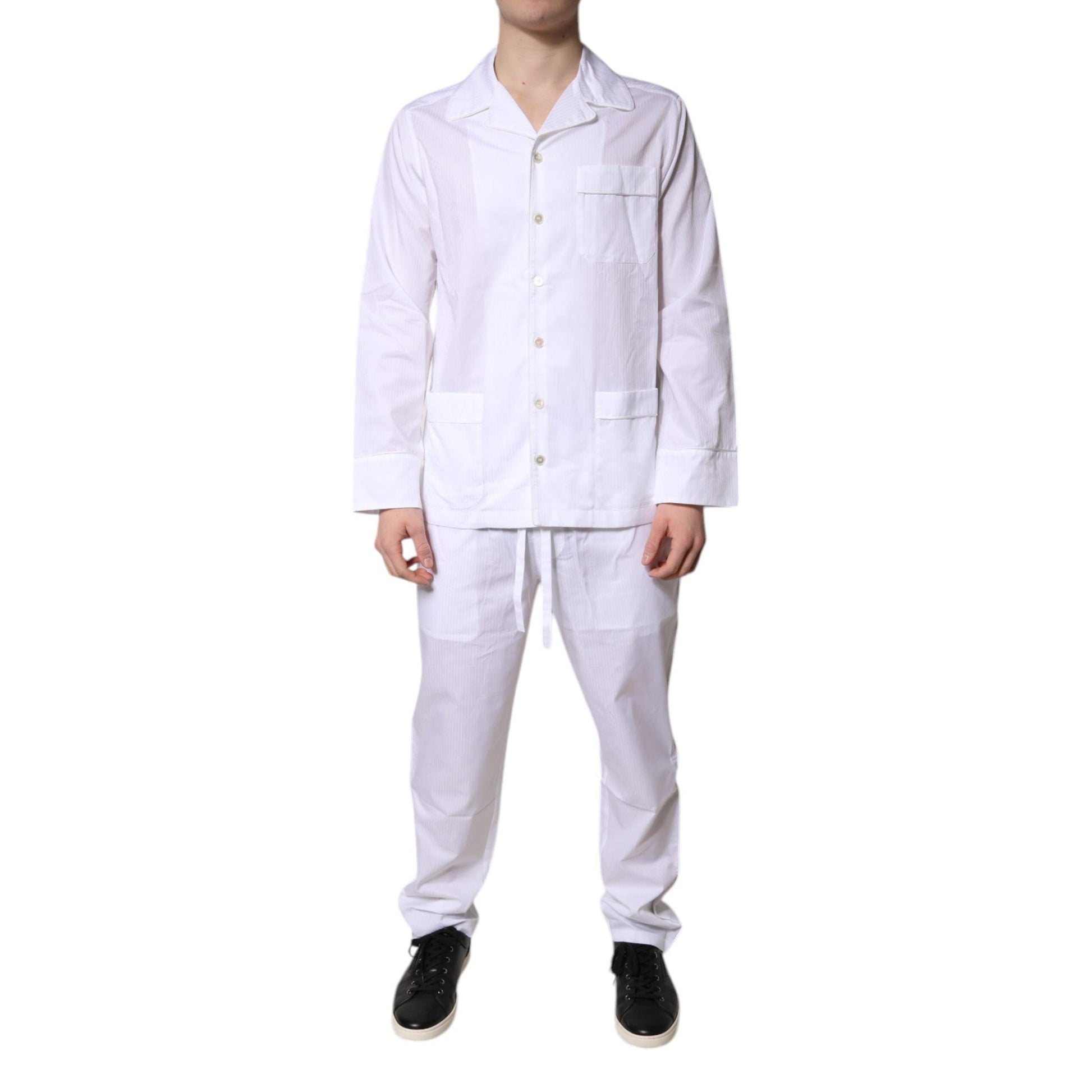 Dolce & Gabbana White Cotton Shirt Pants Pajama Set Sleepwear