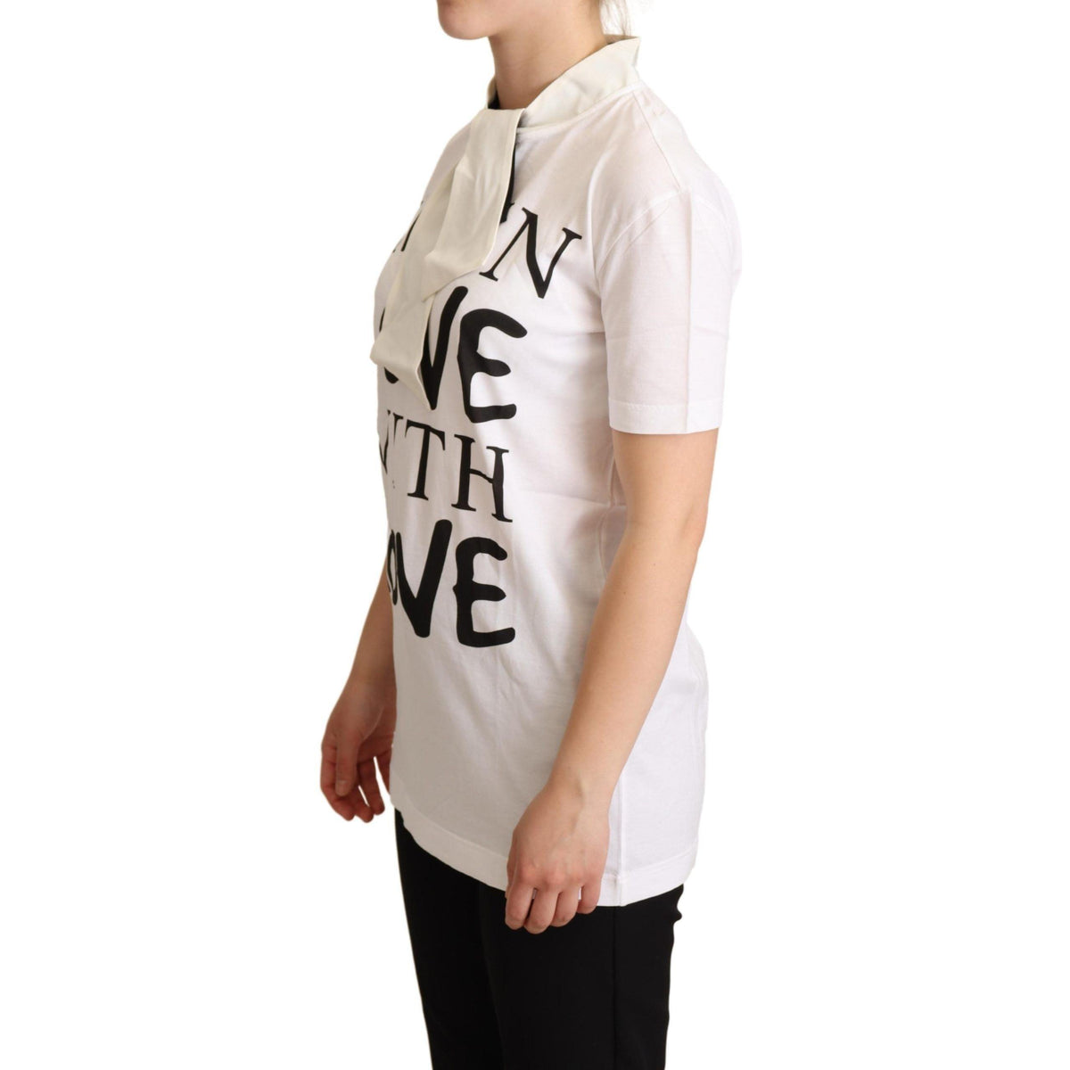 Dolce & Gabbana White Cotton Silk I'm In Love Top T-shirt