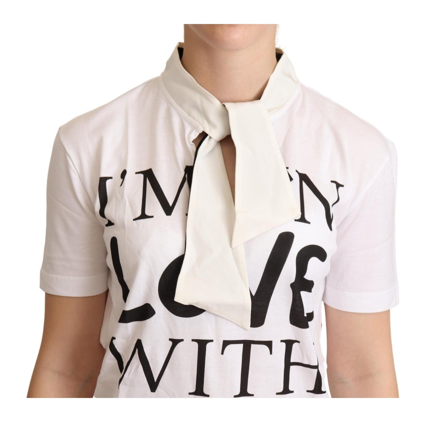 Dolce & Gabbana White Cotton Silk I'm In Love Top T-shirt