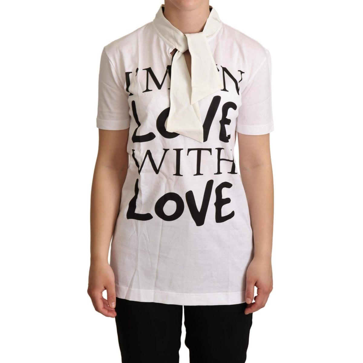 Dolce & Gabbana White Cotton Silk I'm In Love Top T-shirt