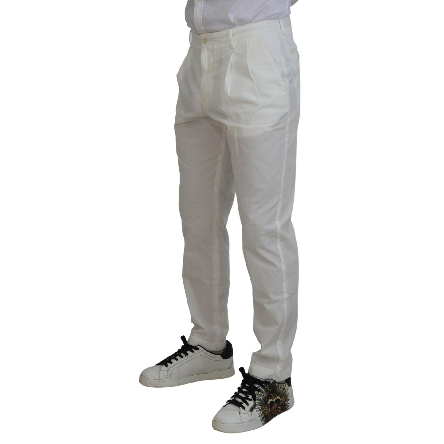 Dolce & Gabbana White Cotton Skinny Chino Pants