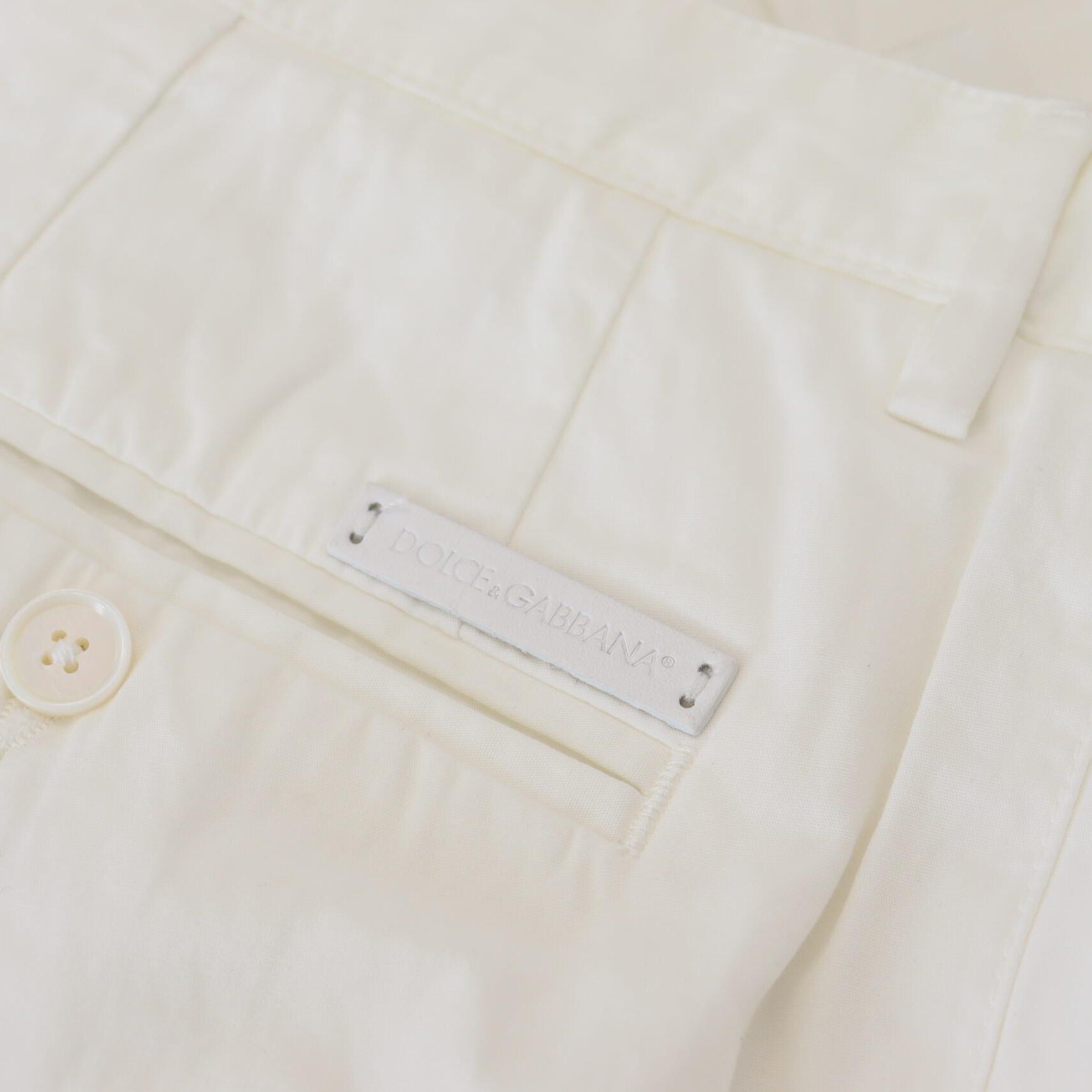 Dolce & Gabbana White Cotton Skinny Chino Pants