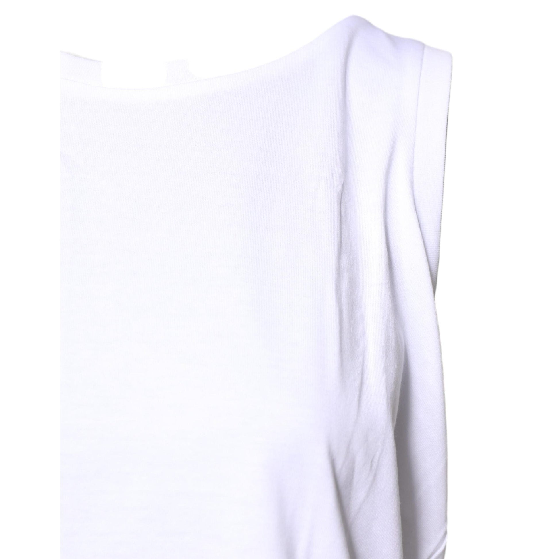 Dolce & Gabbana White Cotton Sleeveless Crew Neck T-shirt