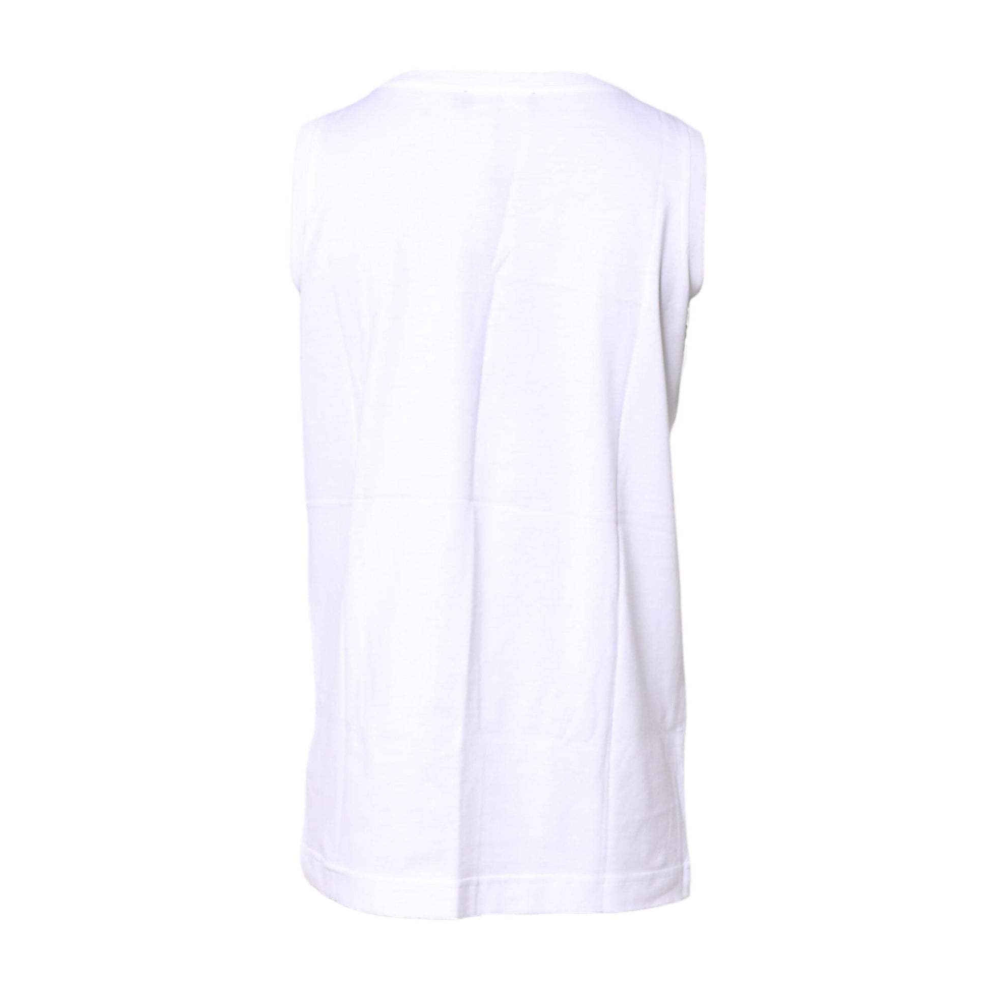 Dolce & Gabbana White Cotton Sleeveless Crew Neck T-shirt