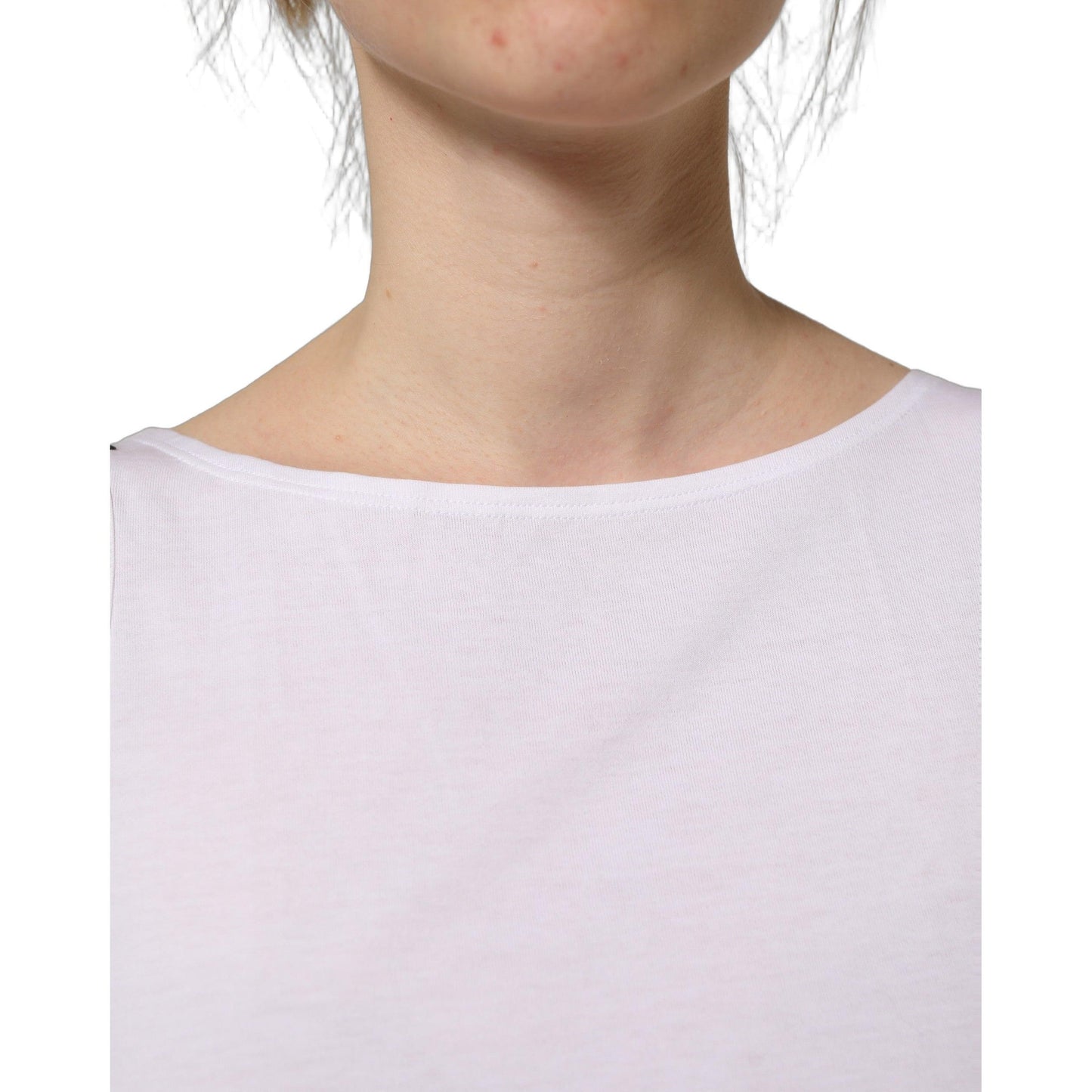 Dolce & Gabbana White Cotton Sleeveless Cropped Tank Top