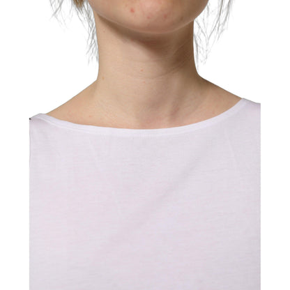 Dolce & Gabbana White Cotton Sleeveless Cropped Tank Top