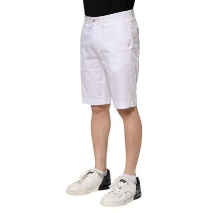 Dolce & Gabbana White Cotton Stretch Men Denim Bermuda Shorts