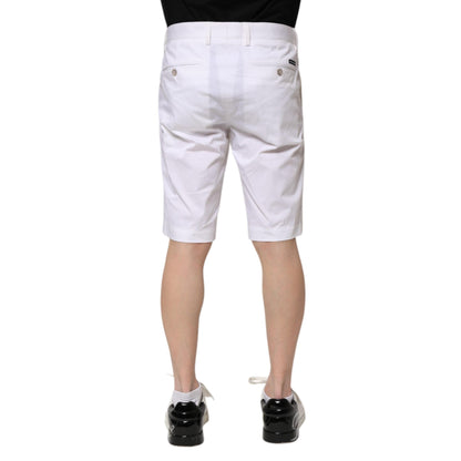 Dolce & Gabbana White Cotton Stretch Men Denim Bermuda Shorts