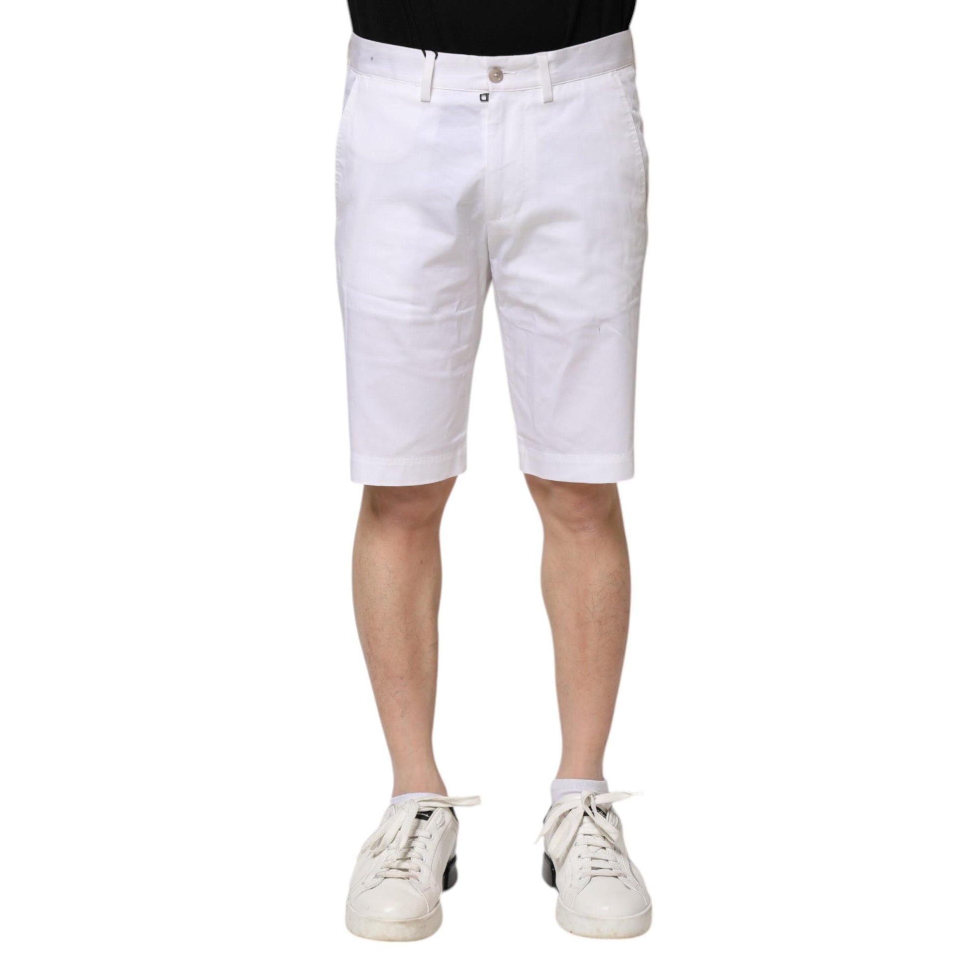 Dolce & Gabbana White Cotton Stretch Men Denim Bermuda Shorts