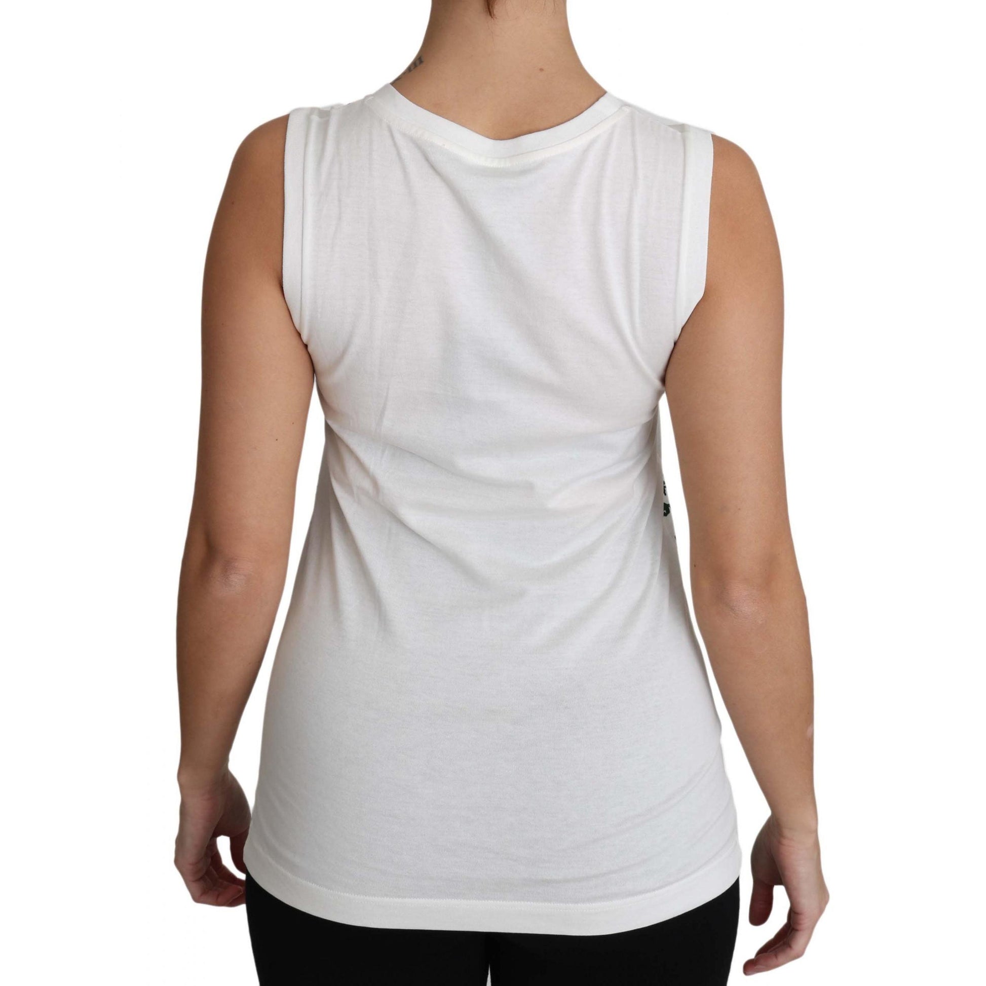 Dolce & Gabbana White Cotton #dgfamily Sleeveless Shirt Tank Top