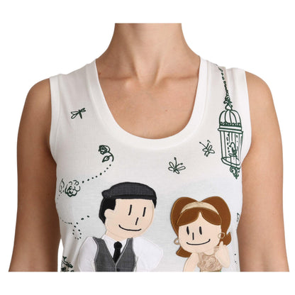 Dolce & Gabbana White Cotton #dgfamily Sleeveless Shirt Tank Top