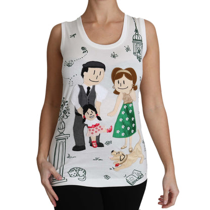 Dolce & Gabbana White Cotton #dgfamily Sleeveless Shirt Tank Top