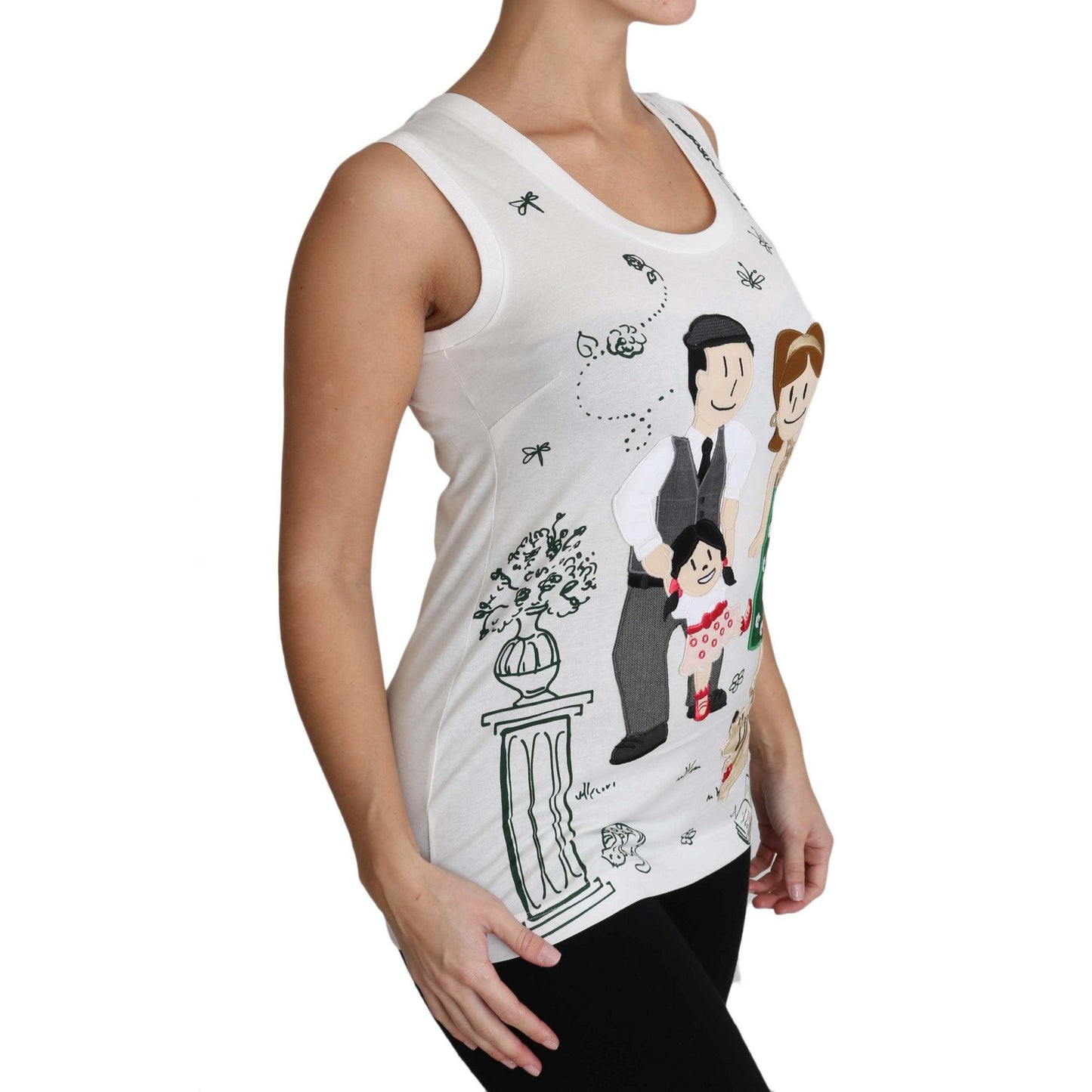 Dolce & Gabbana White Cotton #dgfamily Sleeveless Shirt Tank Top