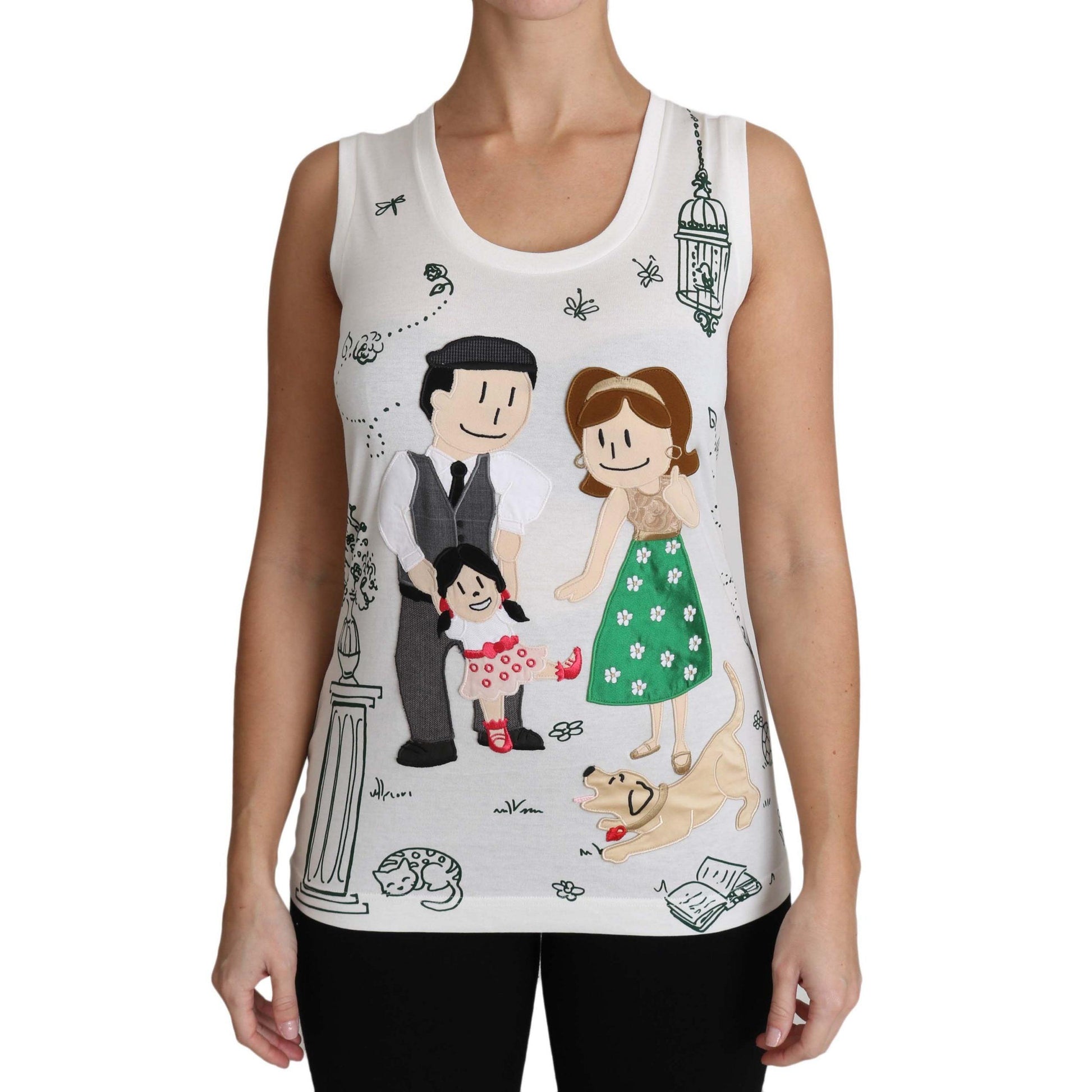 Dolce & Gabbana White Cotton #dgfamily Sleeveless Shirt Tank Top