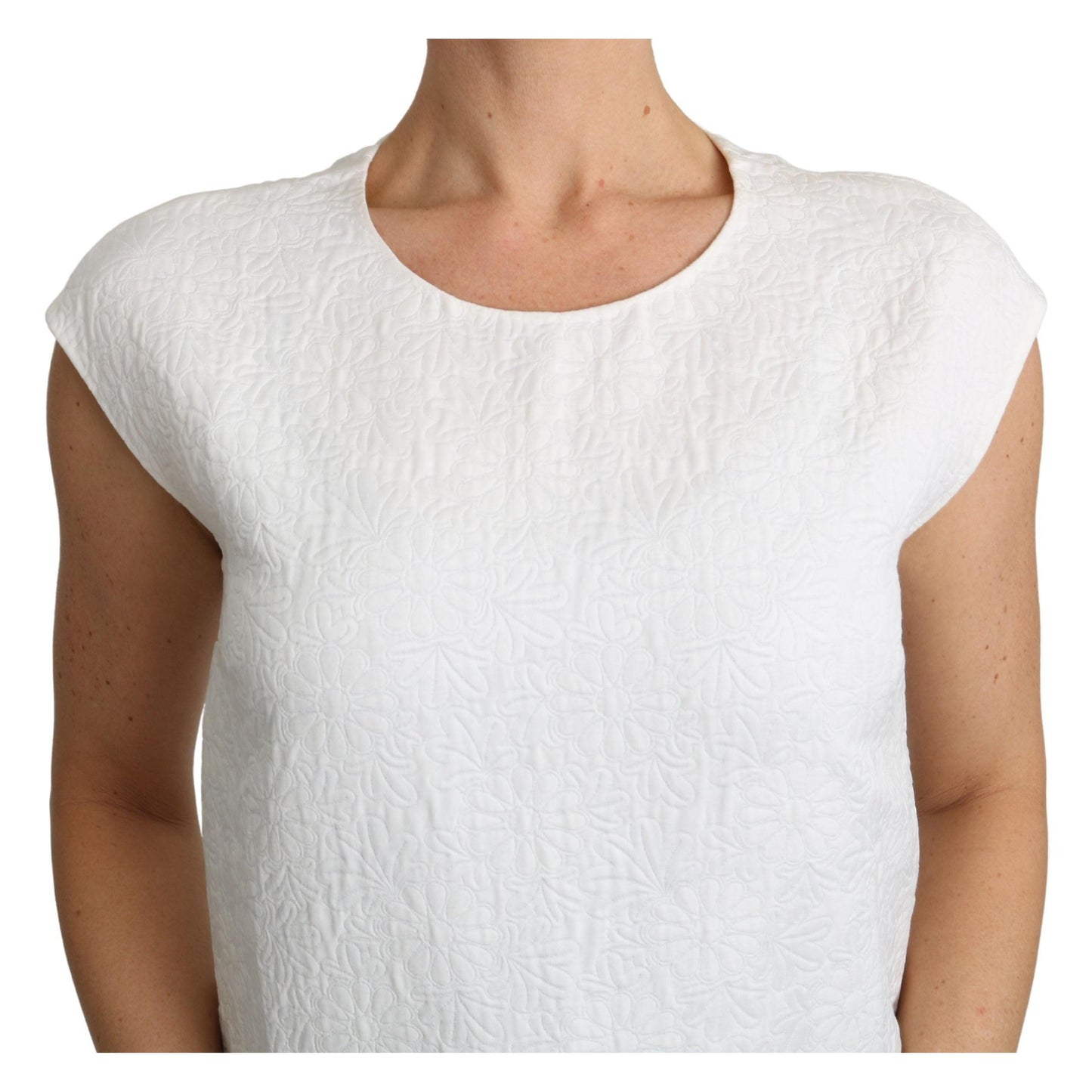 Dolce & Gabbana White Floral Brocade Blouse Cotton Top