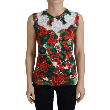 Dolce & Gabbana White Floral Wool Lace Vest Tank Top