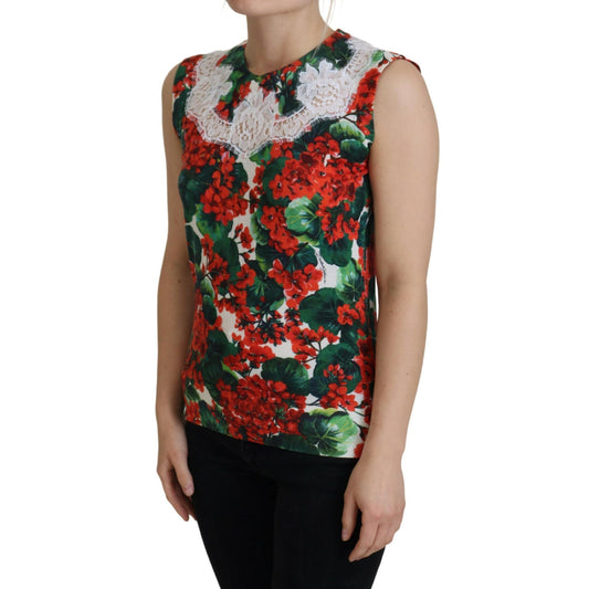 Dolce & Gabbana White Floral Wool Lace Vest Tank Top