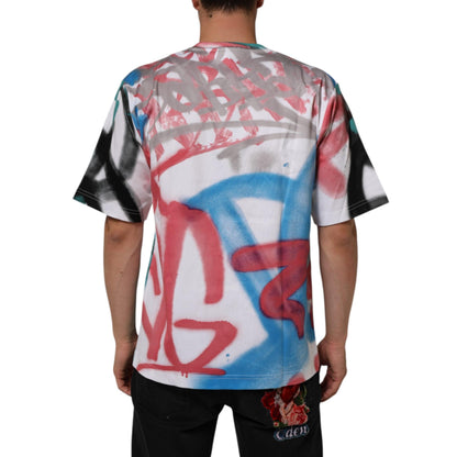 Dolce & Gabbana White Graffiti Crew Neck Short Sleeves T-shirt