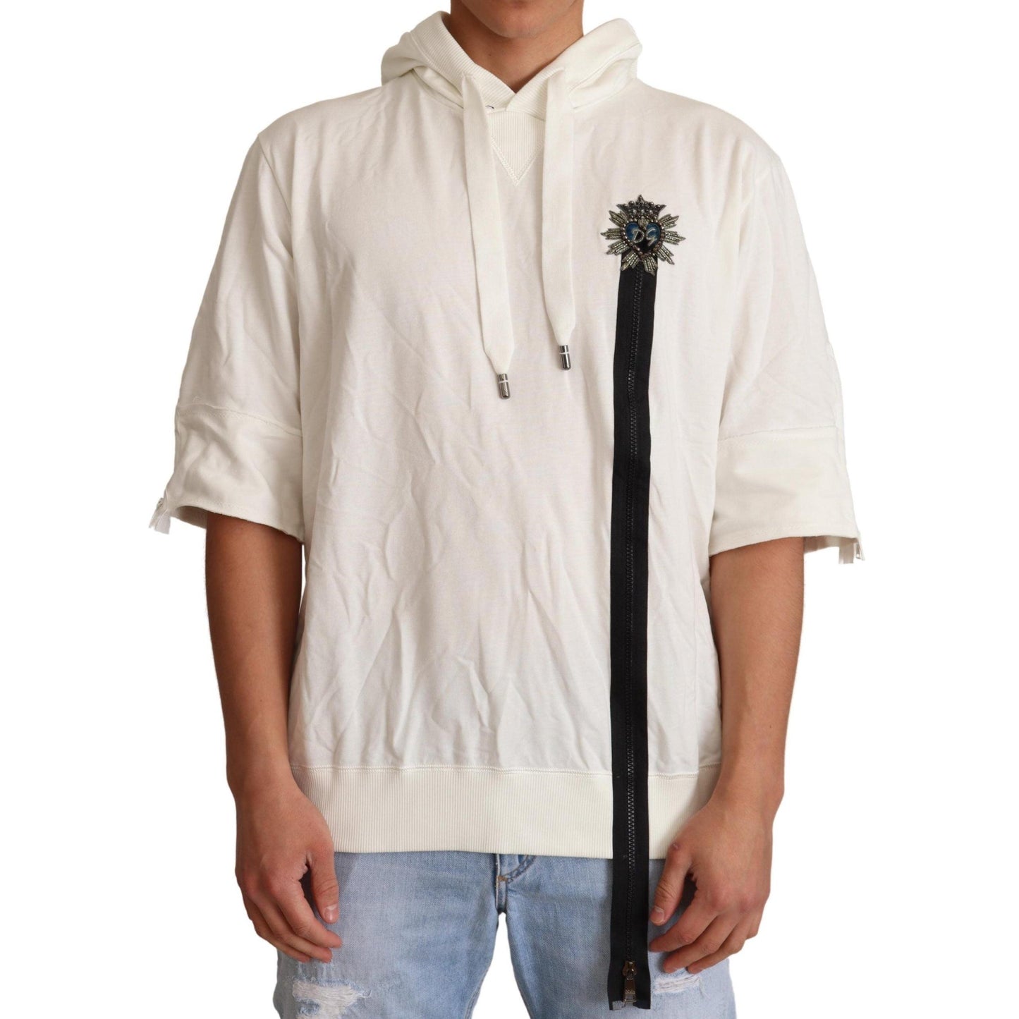 Dolce & Gabbana White Hooded Limited Edition Sweater