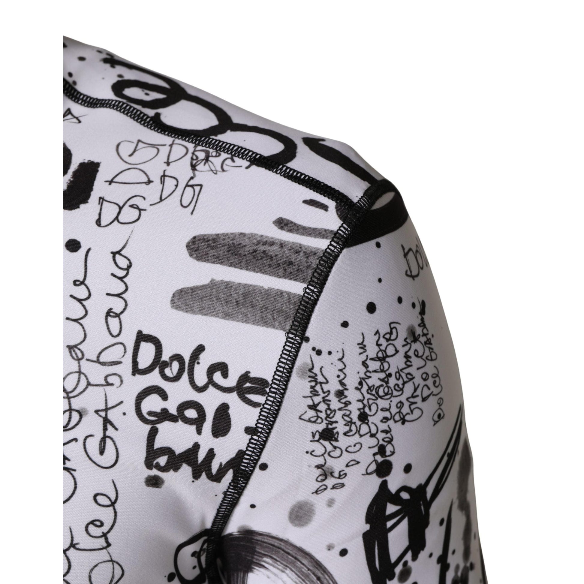 Dolce & Gabbana White Jersey Graffiti Print Balaclava Hood Sweater