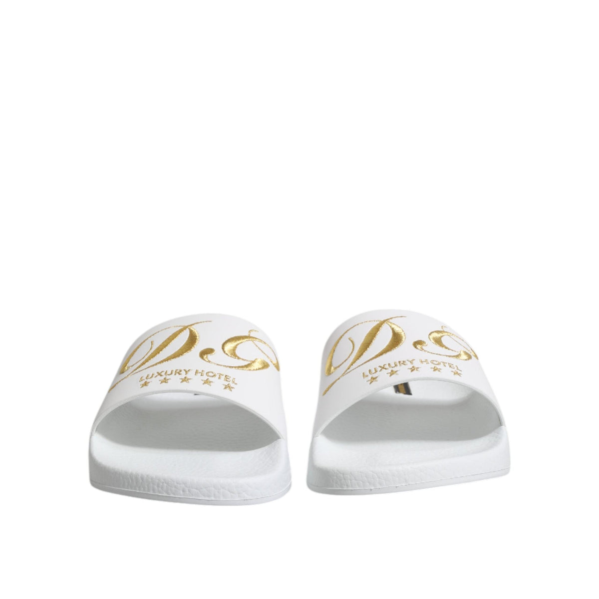 Dolce & Gabbana White Leather Slides Sandals Beachwear Shoes