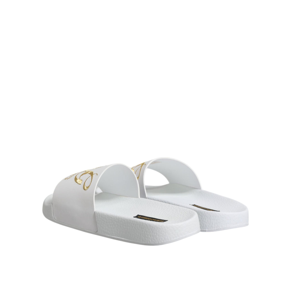 Dolce & Gabbana White Leather Slides Sandals Beachwear Shoes