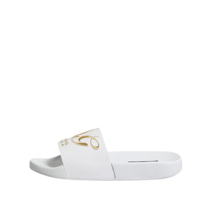 Dolce & Gabbana White Leather Slides Sandals Beachwear Shoes