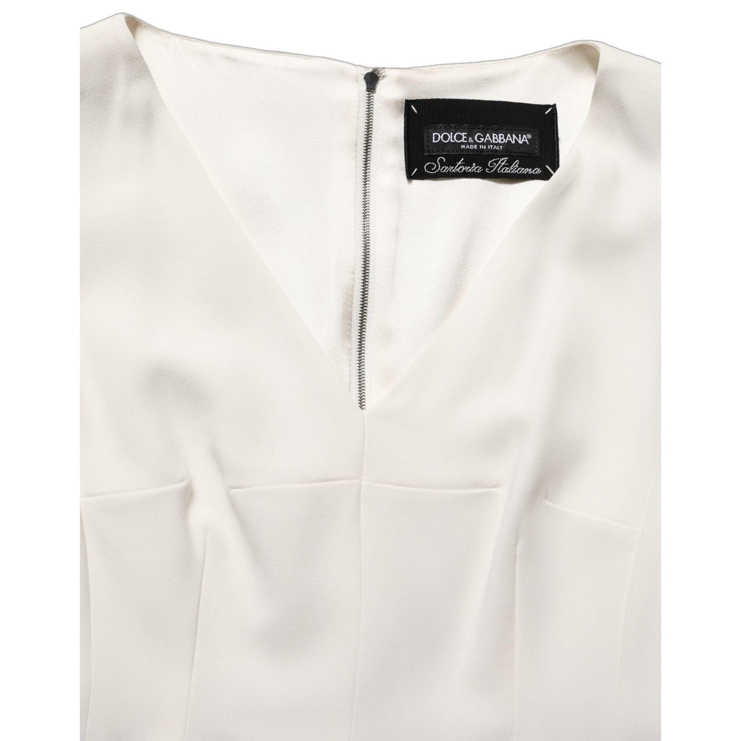 Dolce & Gabbana White Leopard Sleeveless Sheath Midi Dress
