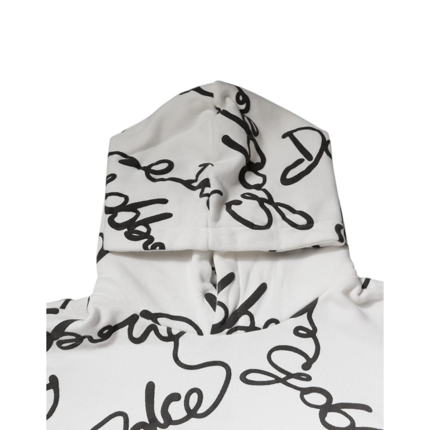 Dolce & Gabbana White Logo Cotton Hooded Sweatshirt Sweater