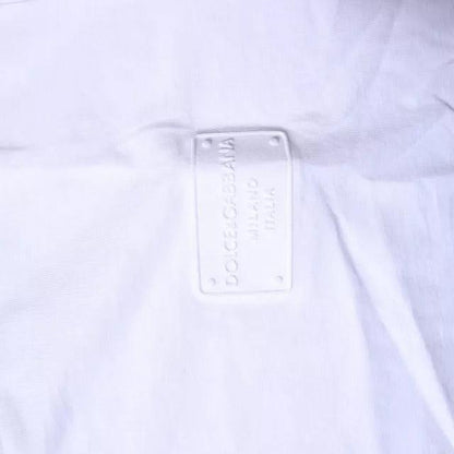 Dolce & Gabbana White Logo Plaque Cotton Crew Neck T-shirt