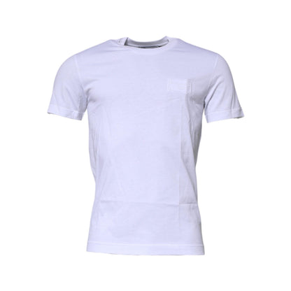 Dolce & Gabbana White Logo Plaque Cotton Crew Neck T-shirt