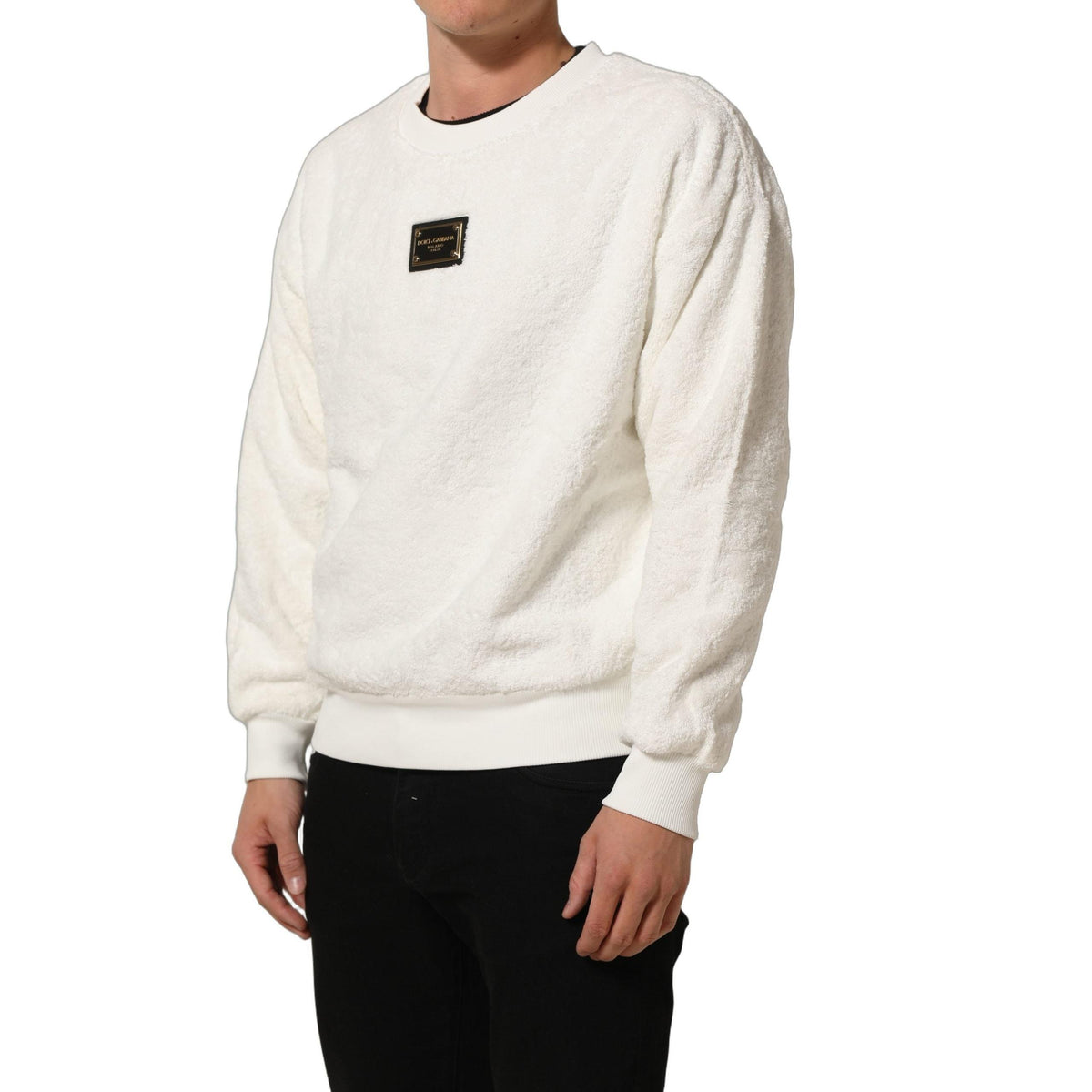 Dolce & Gabbana White LogoPlaque CrewNeck Sweatshirt Sweater