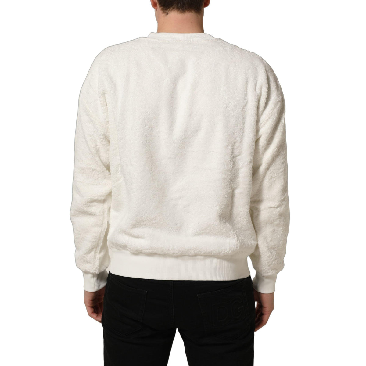 Dolce & Gabbana White LogoPlaque CrewNeck Sweatshirt Sweater