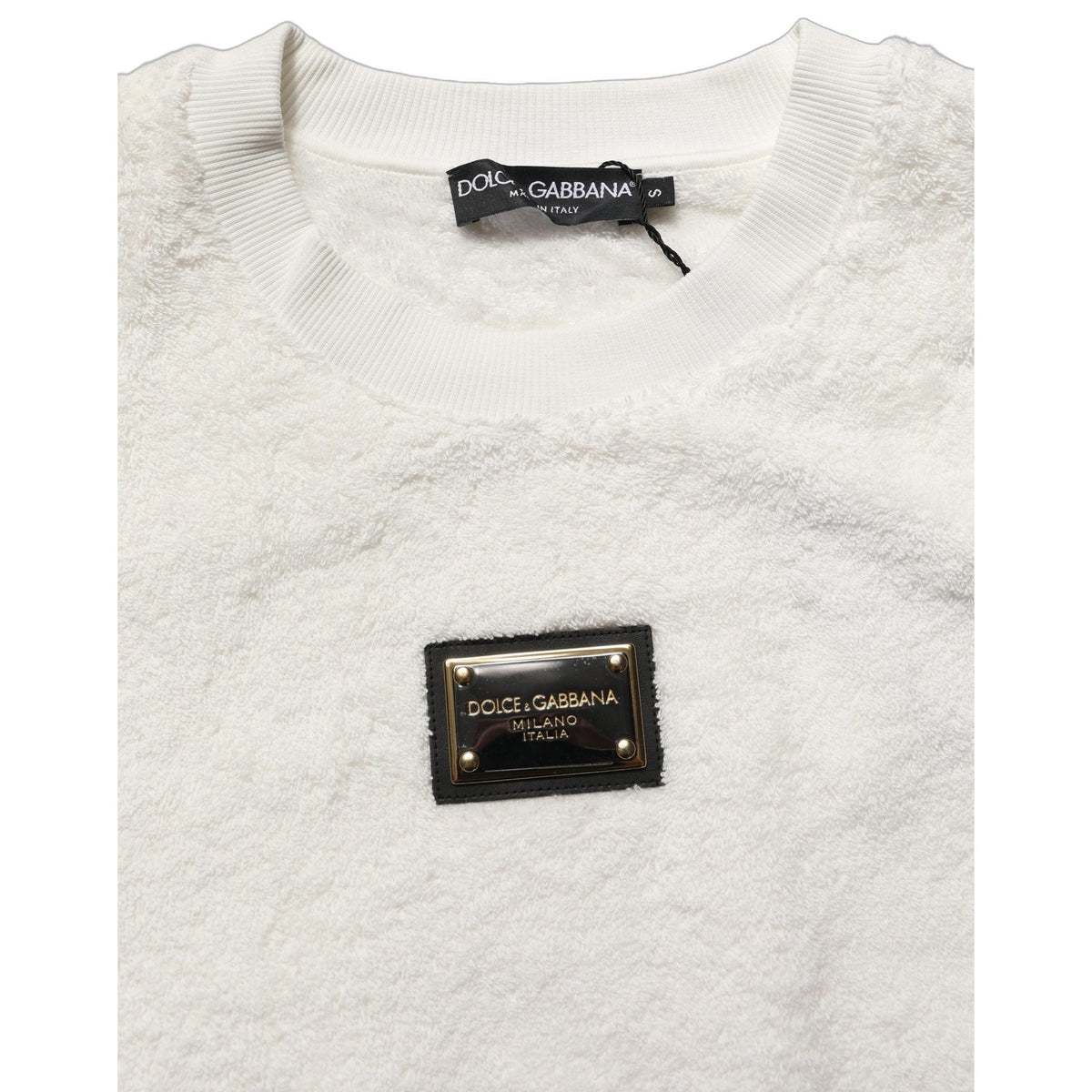 Dolce & Gabbana White LogoPlaque CrewNeck Sweatshirt Sweater