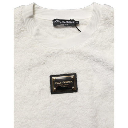 Dolce & Gabbana White LogoPlaque CrewNeck Sweatshirt Sweater