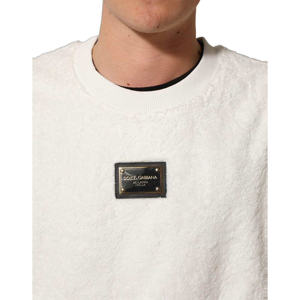 Dolce & Gabbana White LogoPlaque CrewNeck Sweatshirt Sweater