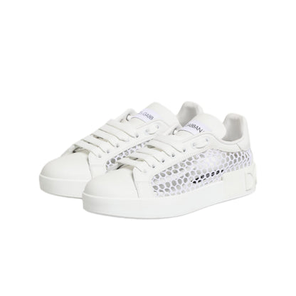 Dolce & Gabbana White Mesh Inserts Low Top Sneakers Shoes
