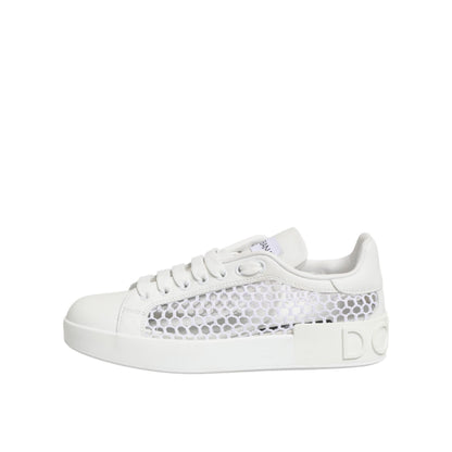 Dolce & Gabbana White Mesh Inserts Low Top Sneakers Shoes