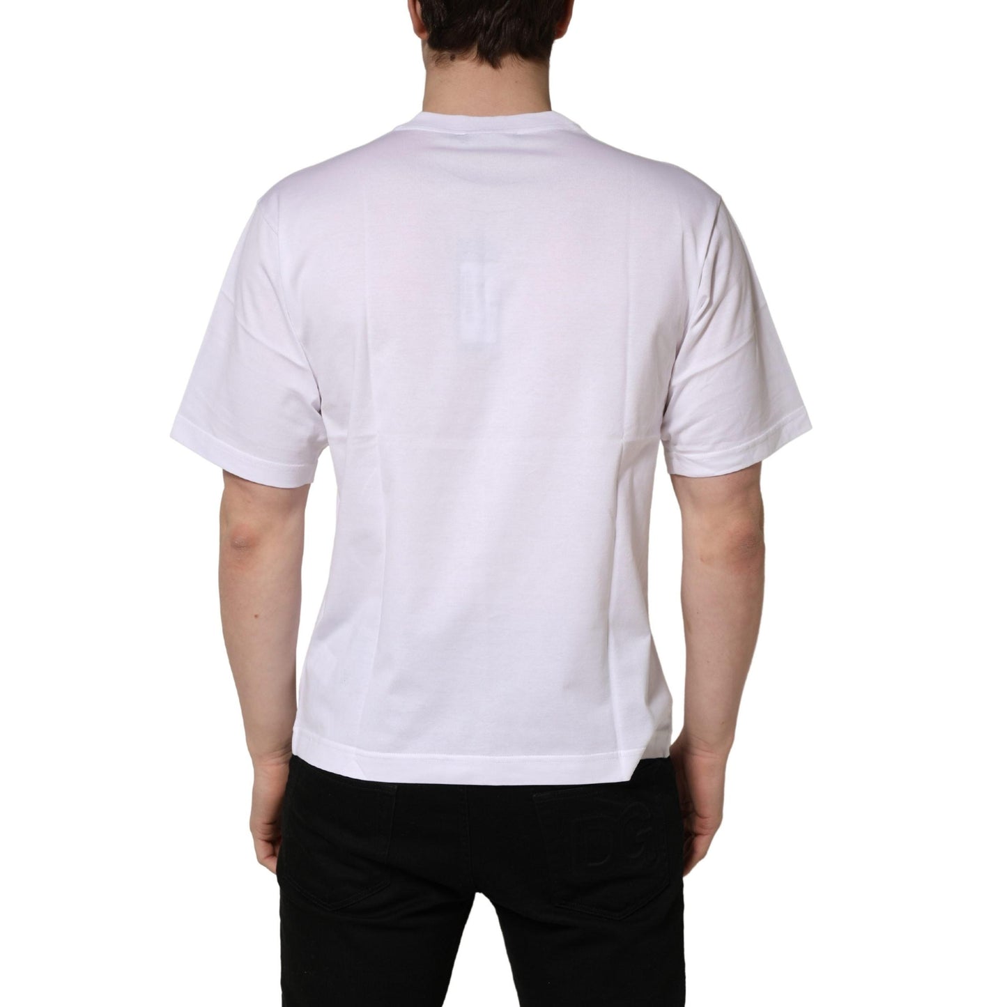 Dolce & Gabbana White Metal DG Logo Cotton Short Sleeves T-shirt
