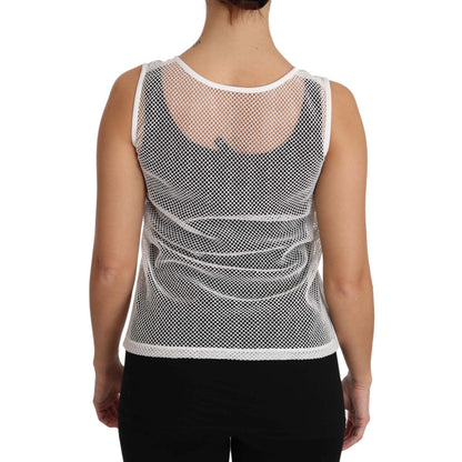 Dolce & Gabbana White Net Transparent Sleeveless Tank Top