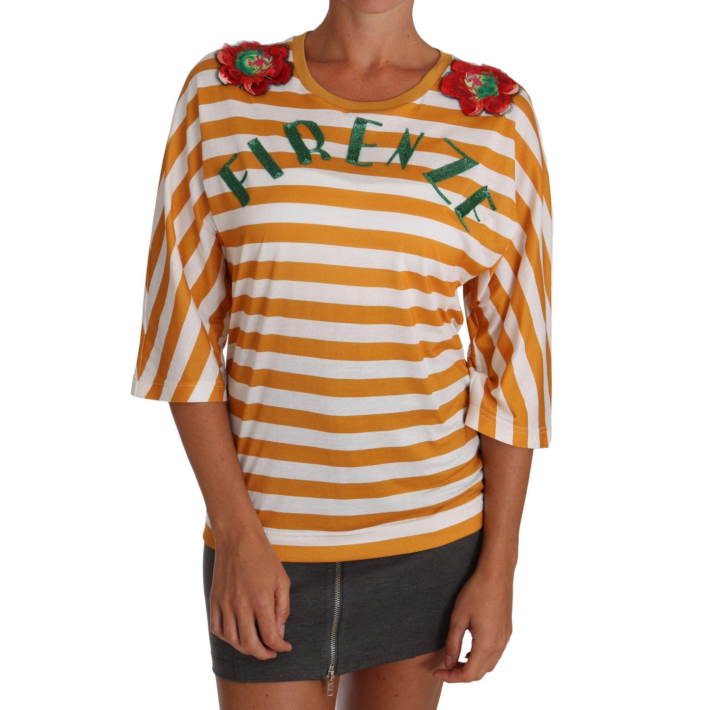 Dolce & Gabbana White Orange FIRENZE Top T-shirt
