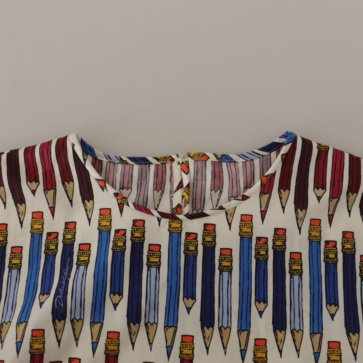 Dolce & Gabbana White Pencil Print Cotton T-shirt Blouse