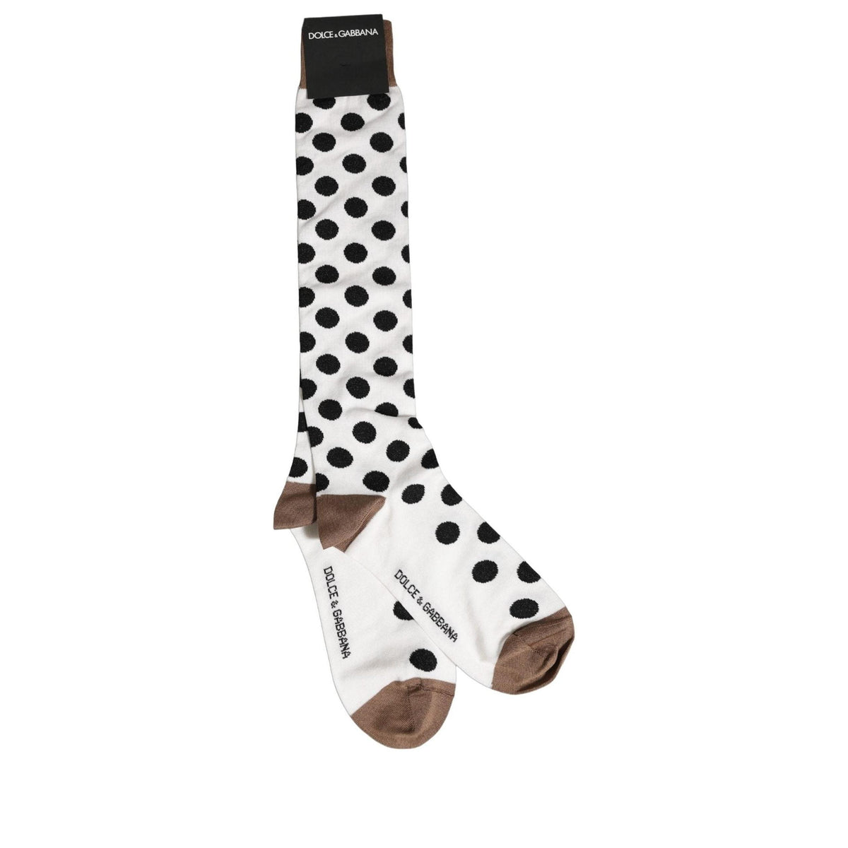 Dolce & Gabbana White Polka Dot Over The Calf Accessory Socks